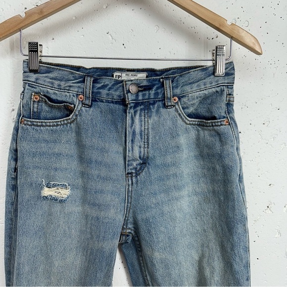 Free People Size 26 Distressed High Waist Straight Ankle Jeans - Picture 3 of 13